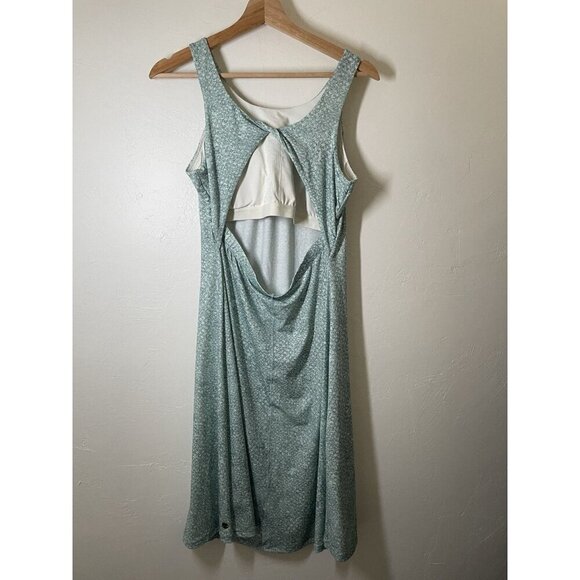 Prana Womens Skypath Dress Blue Green L Padded Open Back Active Outdoor Travel - Picture 3 of 10